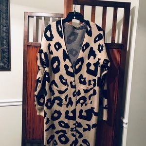 Ladies animal print sweater duster